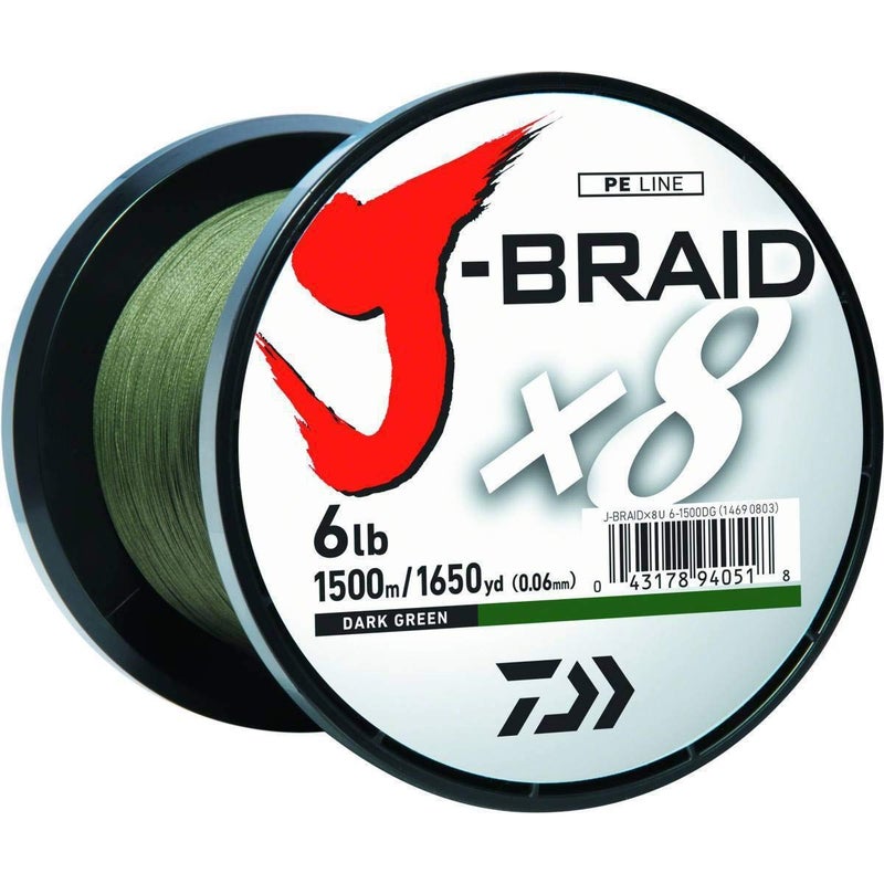 Daiwa J-BRAIDX8, Filler Spool, Dark Green, Mono Dia.= 6lb. - Image 2